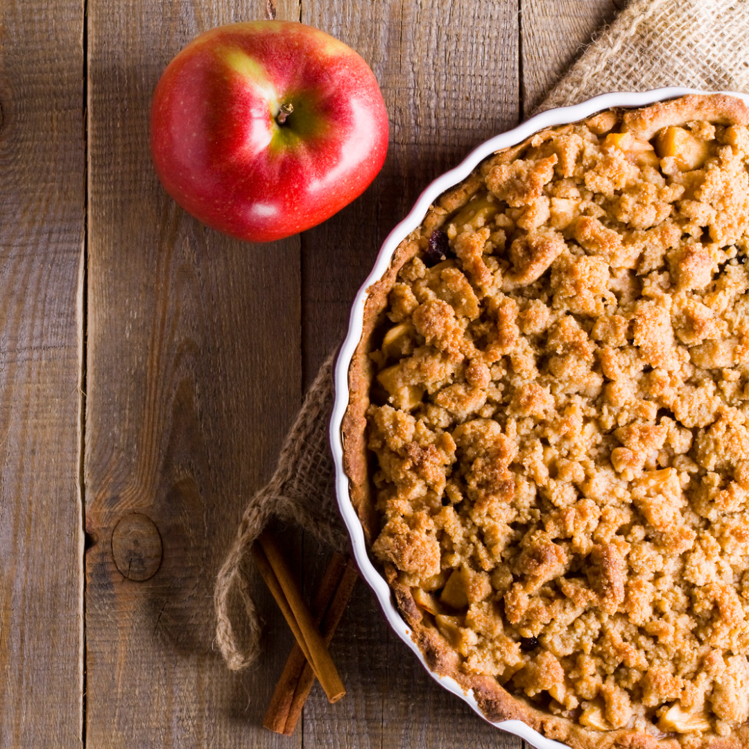 gluten free apple pie with oat crumble