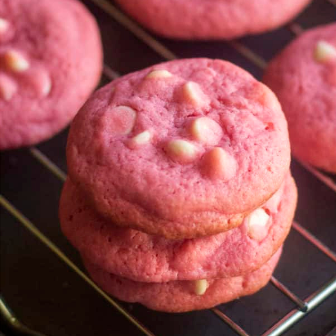 pink cookies (raspberry & white chocolate)
